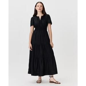 Quince 100% European Linen Tiered Maxi Dress Black Size L NWT